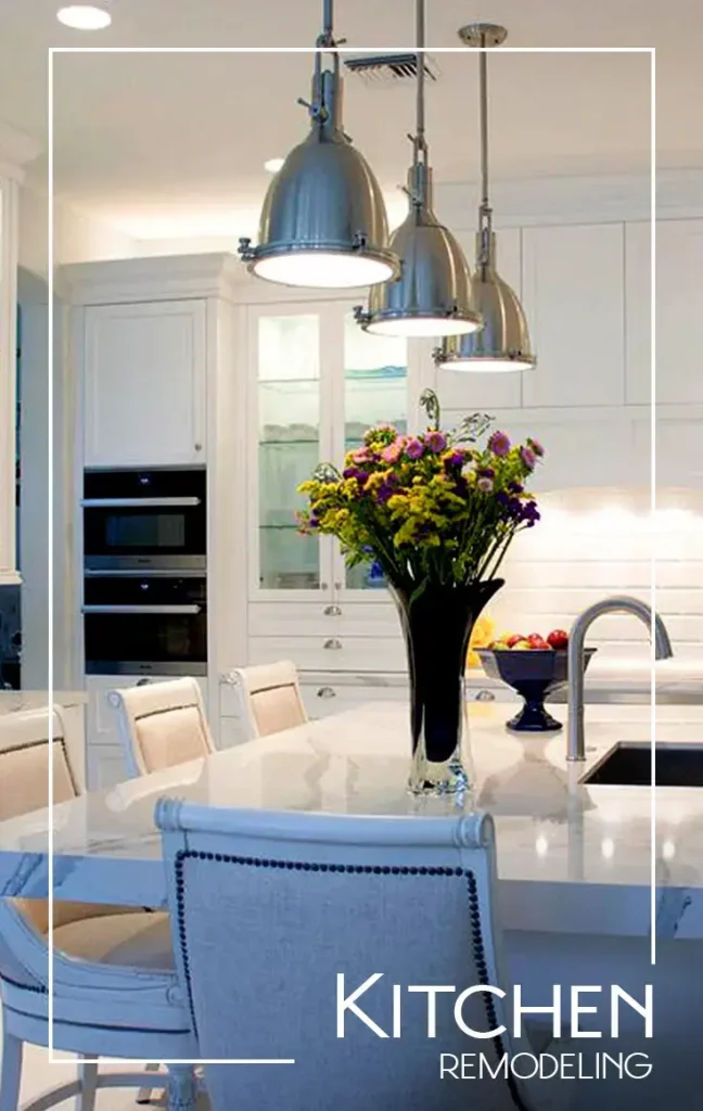 Elegant light-toned kitchen remodel by H&C Construction in Rockville, MD.