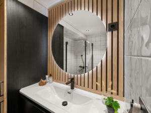 Strategic lighting and large mirrors