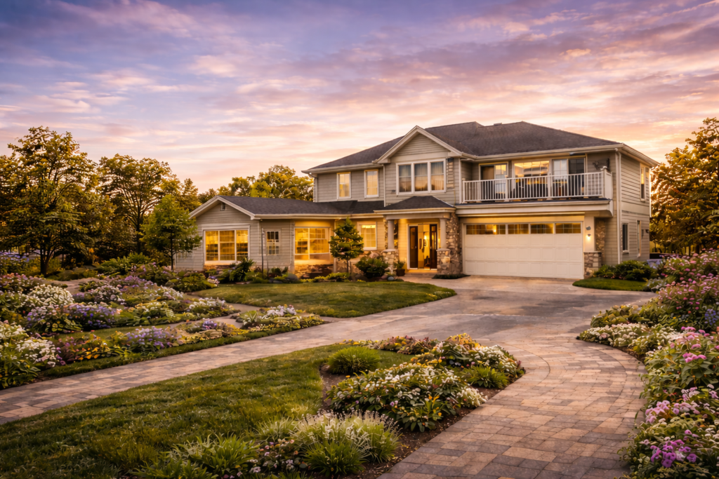 Move-in-ready Maryland luxury home with landscaped front yard and updated exterior, representing property value growth through strategic remodeling in 2026.