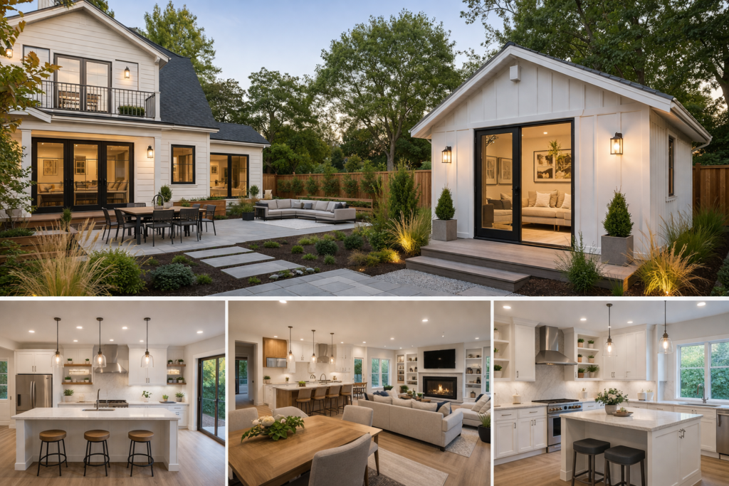 Home value strategy in Maryland for 2026, showing a professional planning desk with transit and housing analysis, investment documents, a model home, and H&C Construction branding.