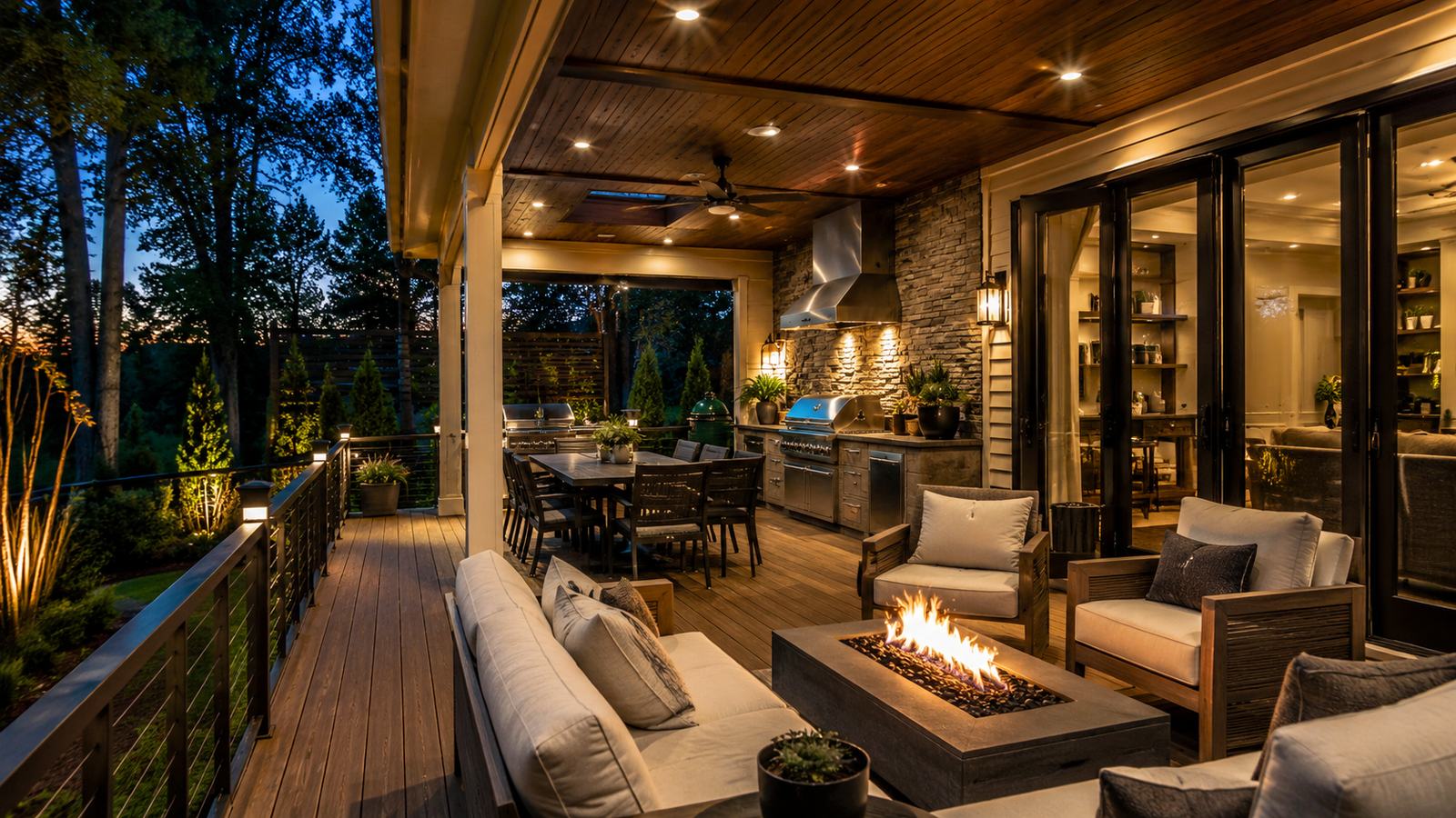 Outdoor room remodeling in the DMV with covered deck and outdoor kitchen.