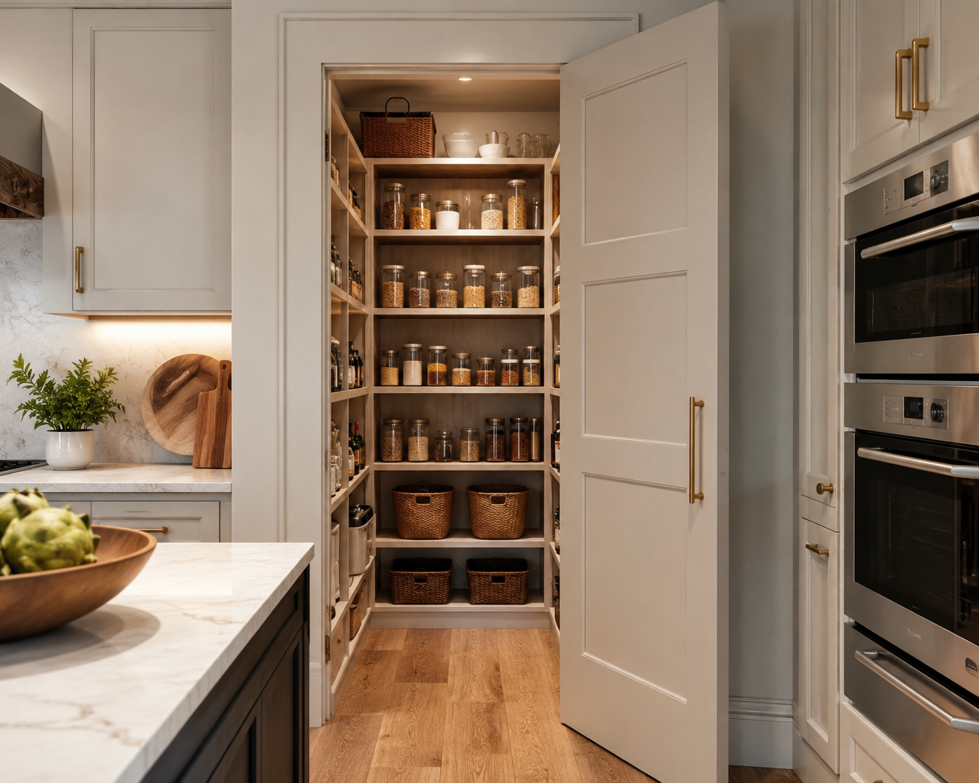 Concealed pantry remodel in a modern Maryland kitchen