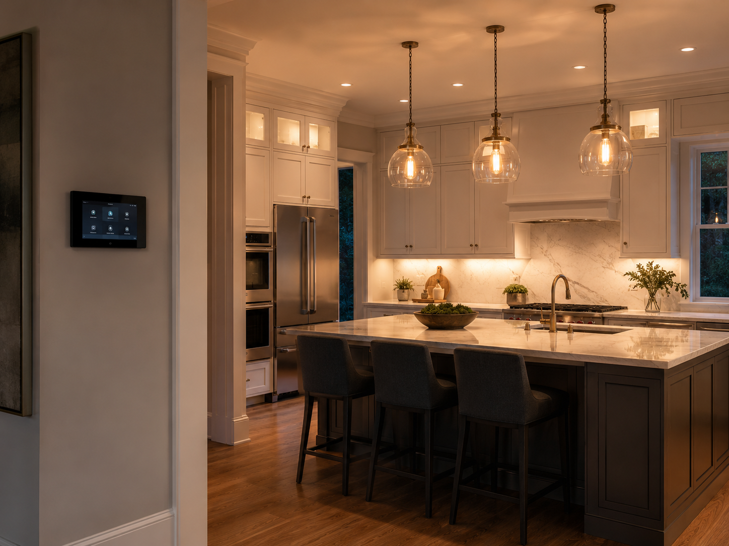 Smart home technology integrated into a kitchen remodel in a Maryland home