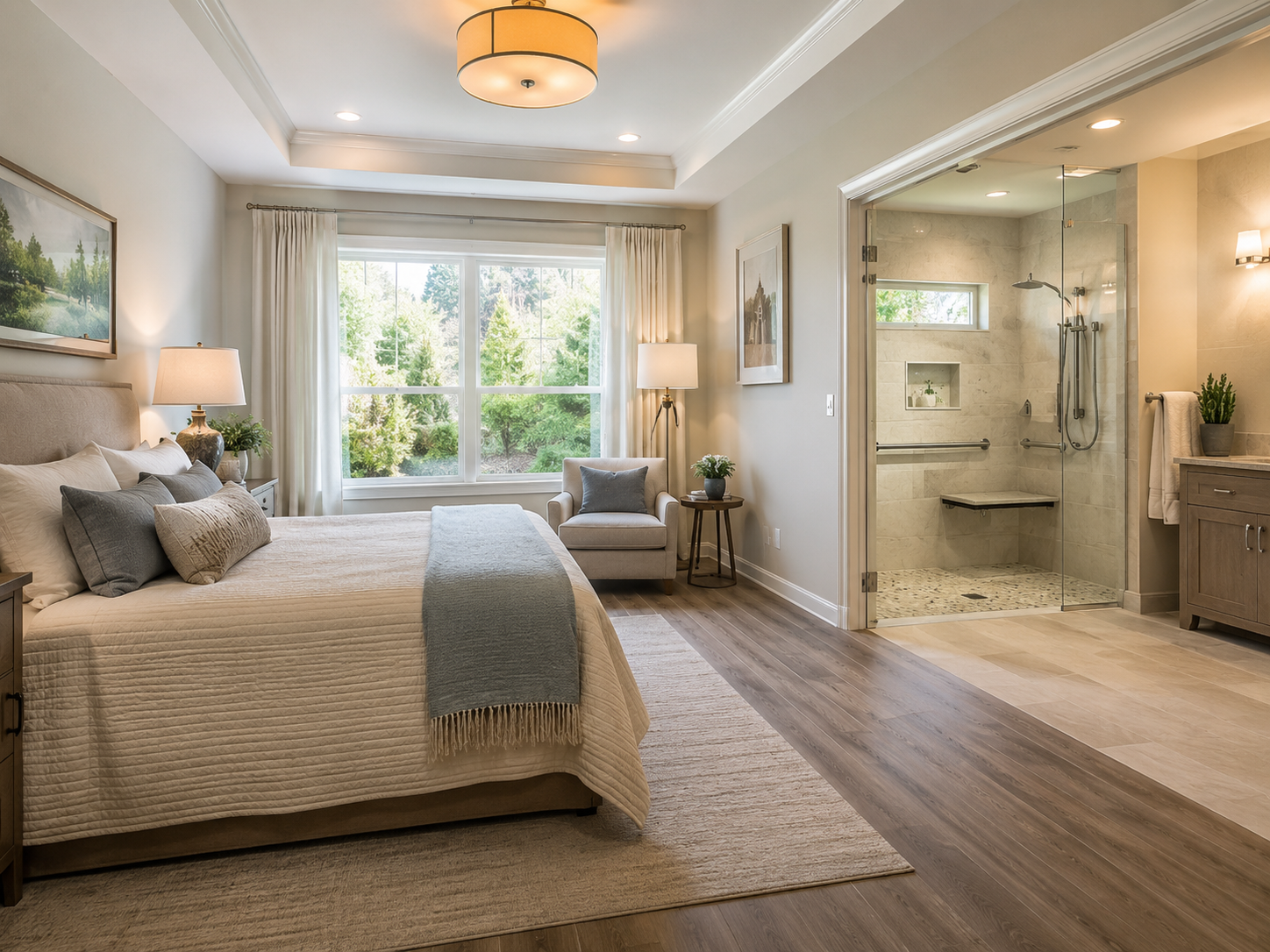 Accessible first-floor bedroom suite remodel for multigenerational living in a Maryland home