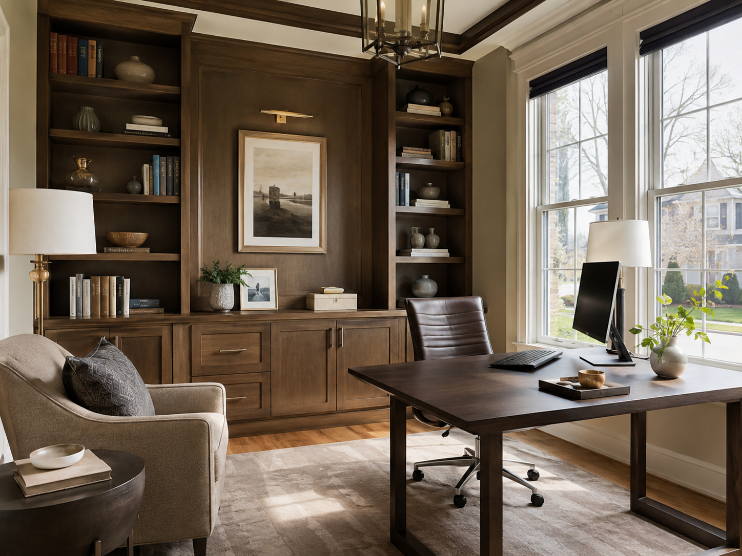 Home office remodel with built-in storage in a Maryland home