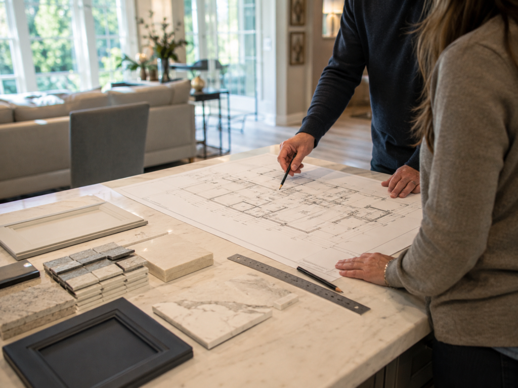 Northern Virginia homeowner reviewing remodeling plans to avoid mistakes