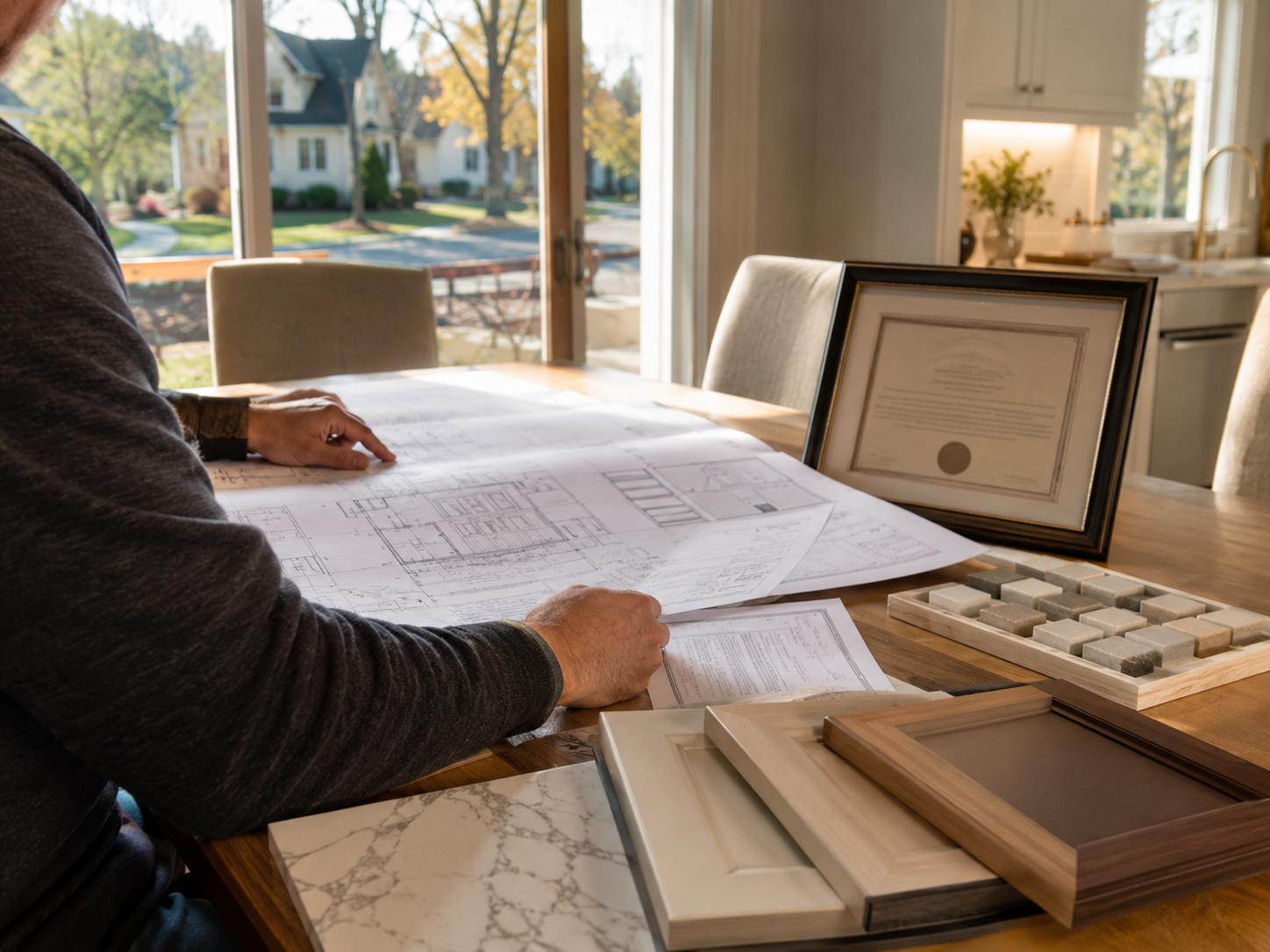 Maryland homeowner reviewing remodeling plans carefully before starting a project