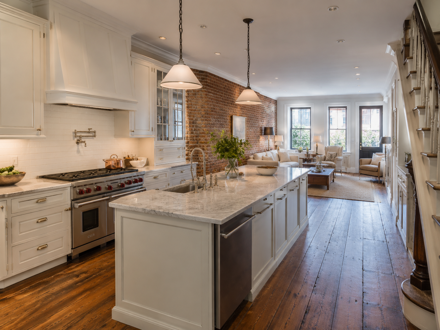 Georgetown rowhouse renovation with open kitchen inside a Washington DC historic home