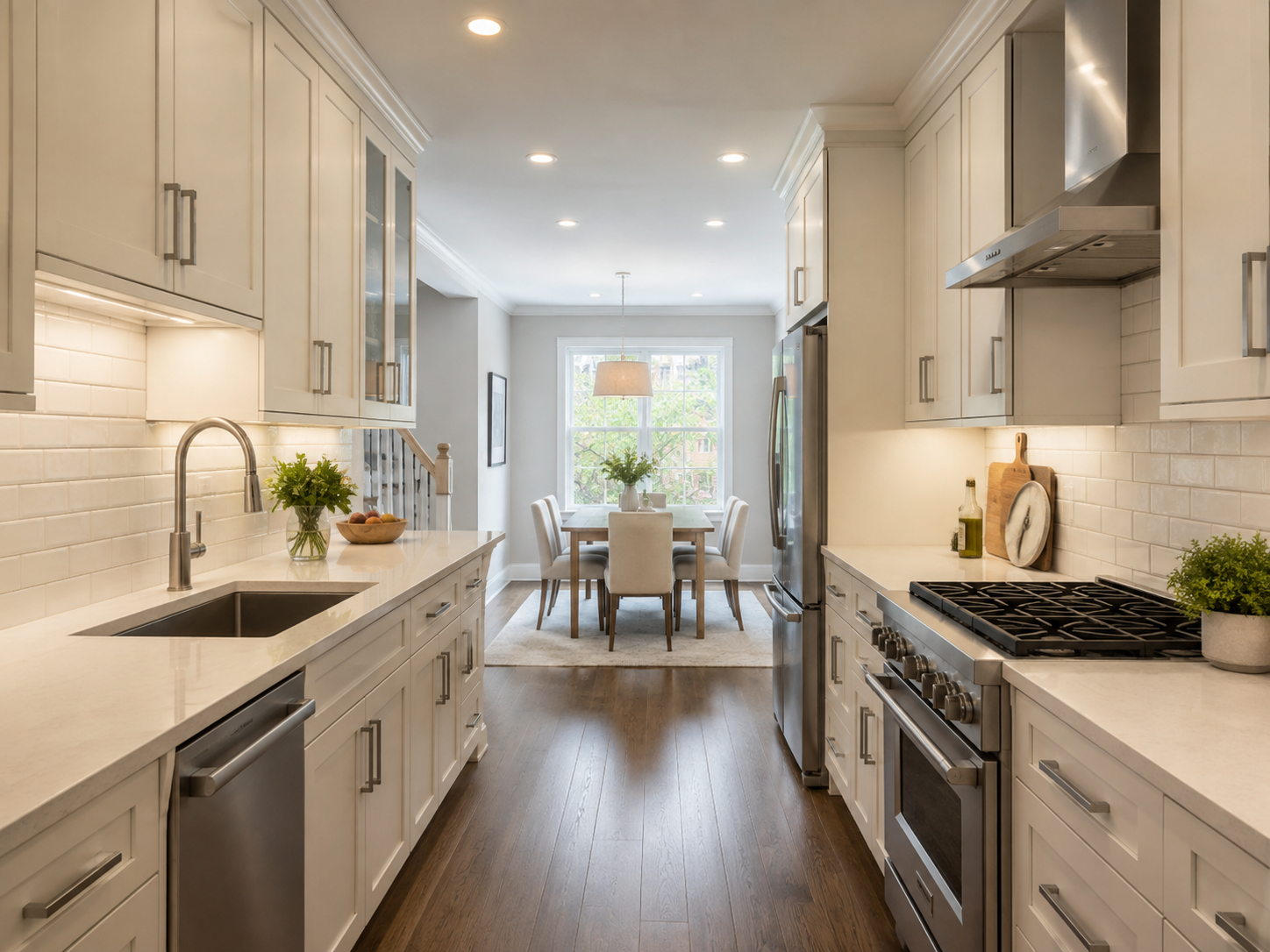Kitchen remodeling project in an Arlington Virginia townhome with open-concept layout
