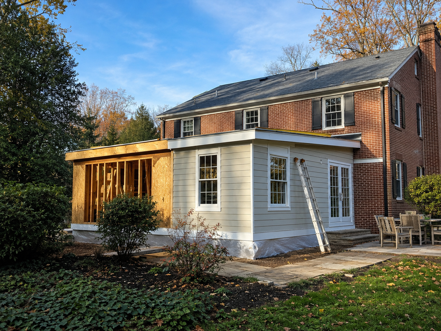 Newly remodeled open-concept kitchen with island in a Bethesda, Maryland home