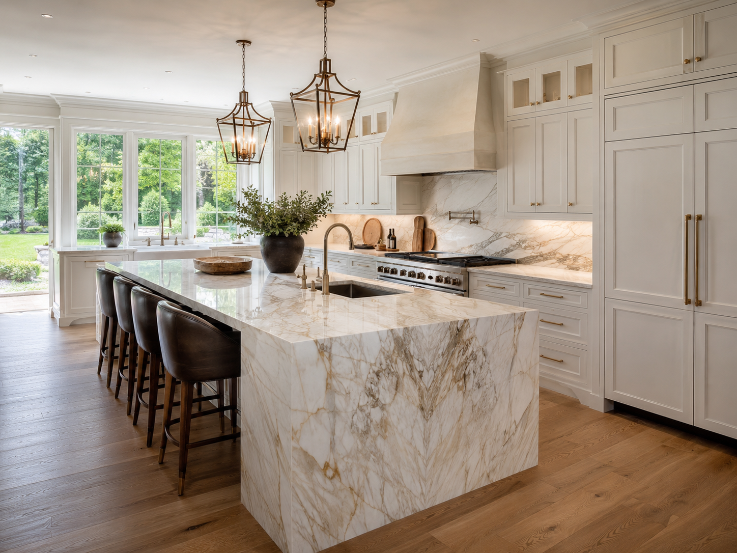 Luxury kitchen remodeling project in a Potomac Maryland estate home with custom cabinetry and stone island