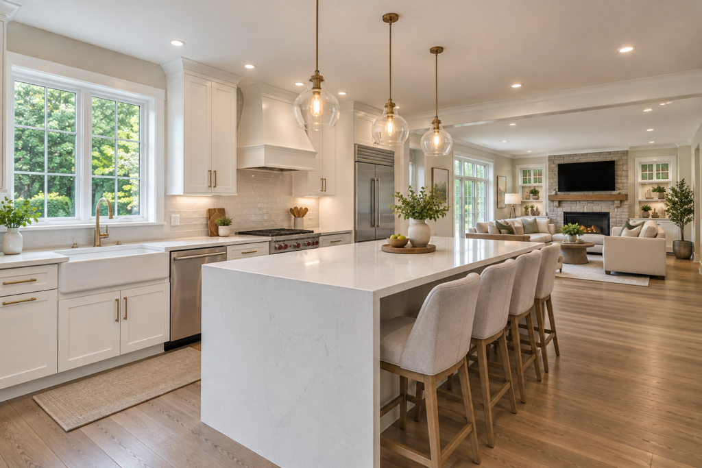 Remodeled kitchen with open layout in a Rockville, Maryland home