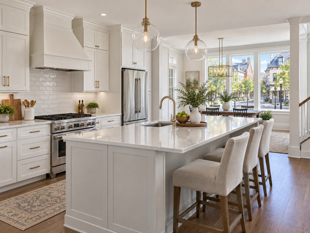 Remodeled kitchen with open layout in a Kentlands, Gaithersburg Maryland home