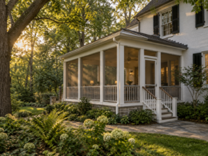 Screened porch addition on a historic home in Kensington, Maryland