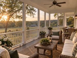 Screened porch on a rural equestrian property near Clifton, Virginia