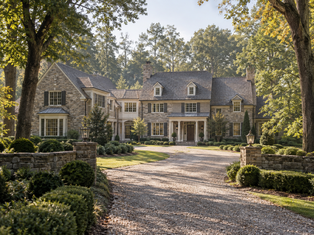 Two-story home addition on a wooded estate lot in Great Falls, Virginia