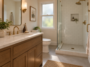 Updated bathroom remodel in a postwar Wheaton, Maryland home