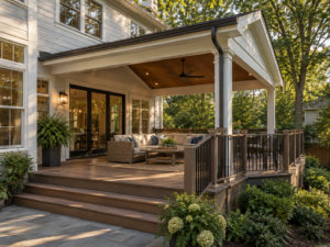 Covered deck addition on a home in the Town of Vienna, Virginia