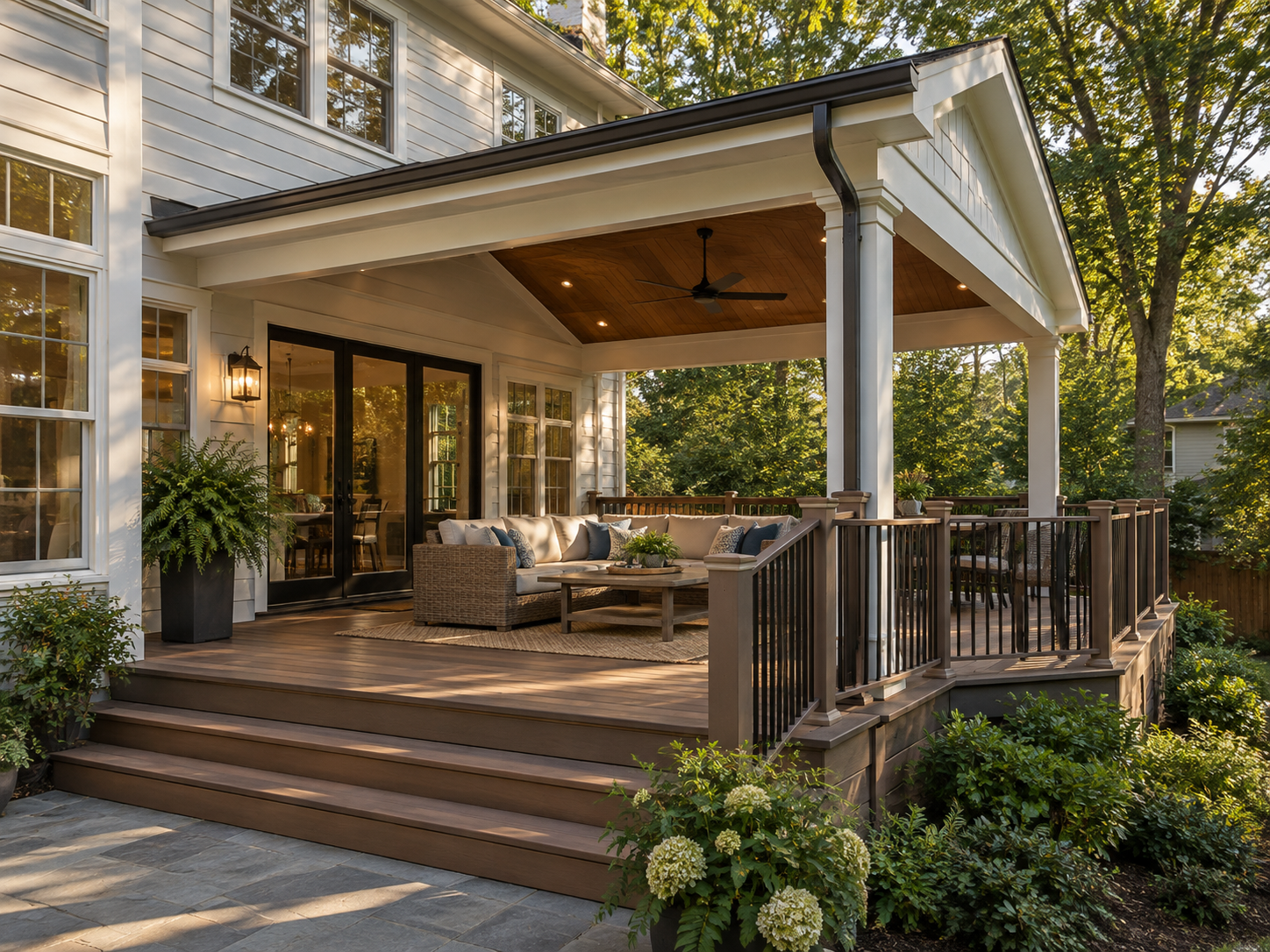 Covered deck addition on a home in the Town of Vienna, Virginia